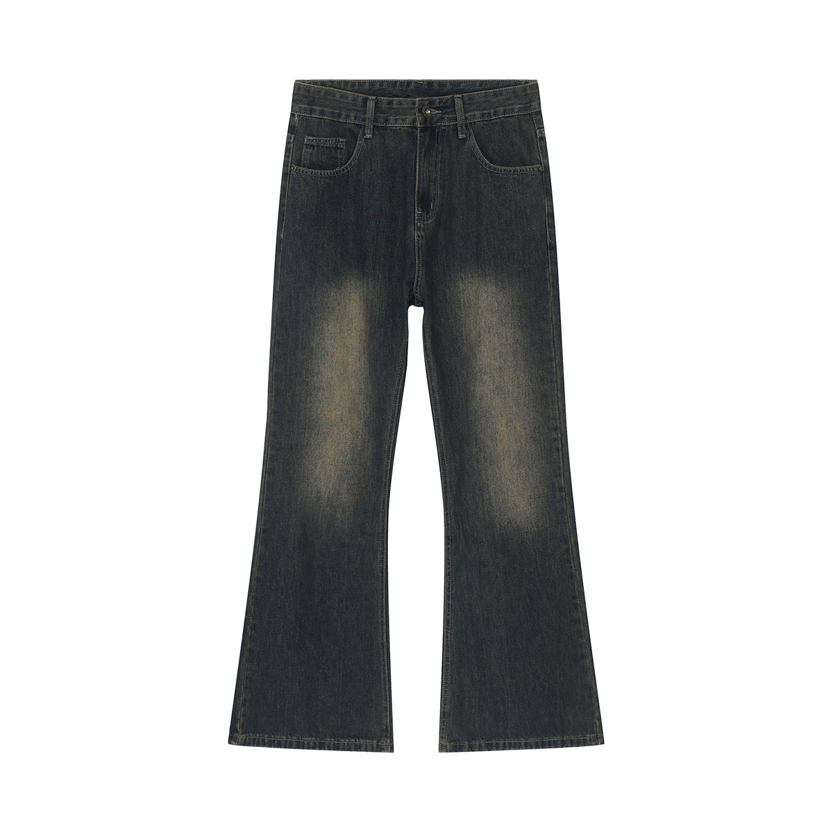 PUBLIC RADIO | HONG KONG OLD FASHION Vintage Washed Denim High-Waist Flared Pants