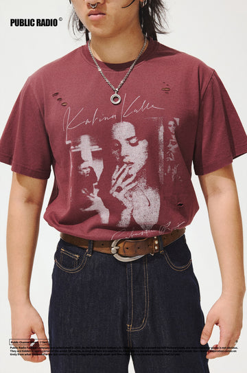 PUBLIC RADIO | Red Vintage Graphic T-Shirt - Image 1