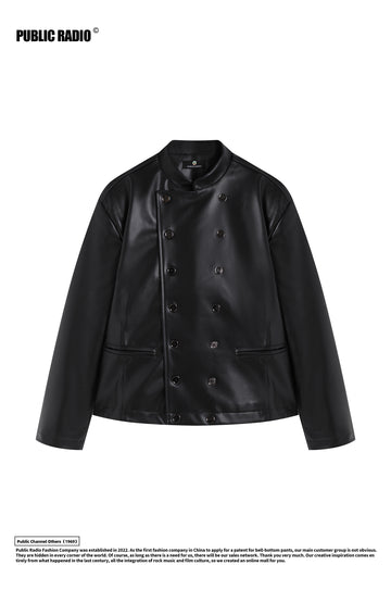 PUBLIC RADIO | American Vintage Classic Motorcycle Genuine Leather Jacket Alloy Double-Breasted