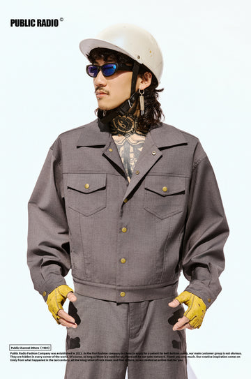PUBLIC RADIO | Tokyo Bosozoku Series Japanese Style Short Jacket Imported Oversized Motorcycle Jacket Retro