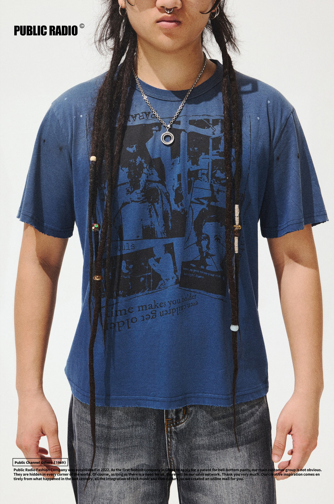 PUBLIC RADIO | Blue Graphic Rock T-Shirt - Image 1
