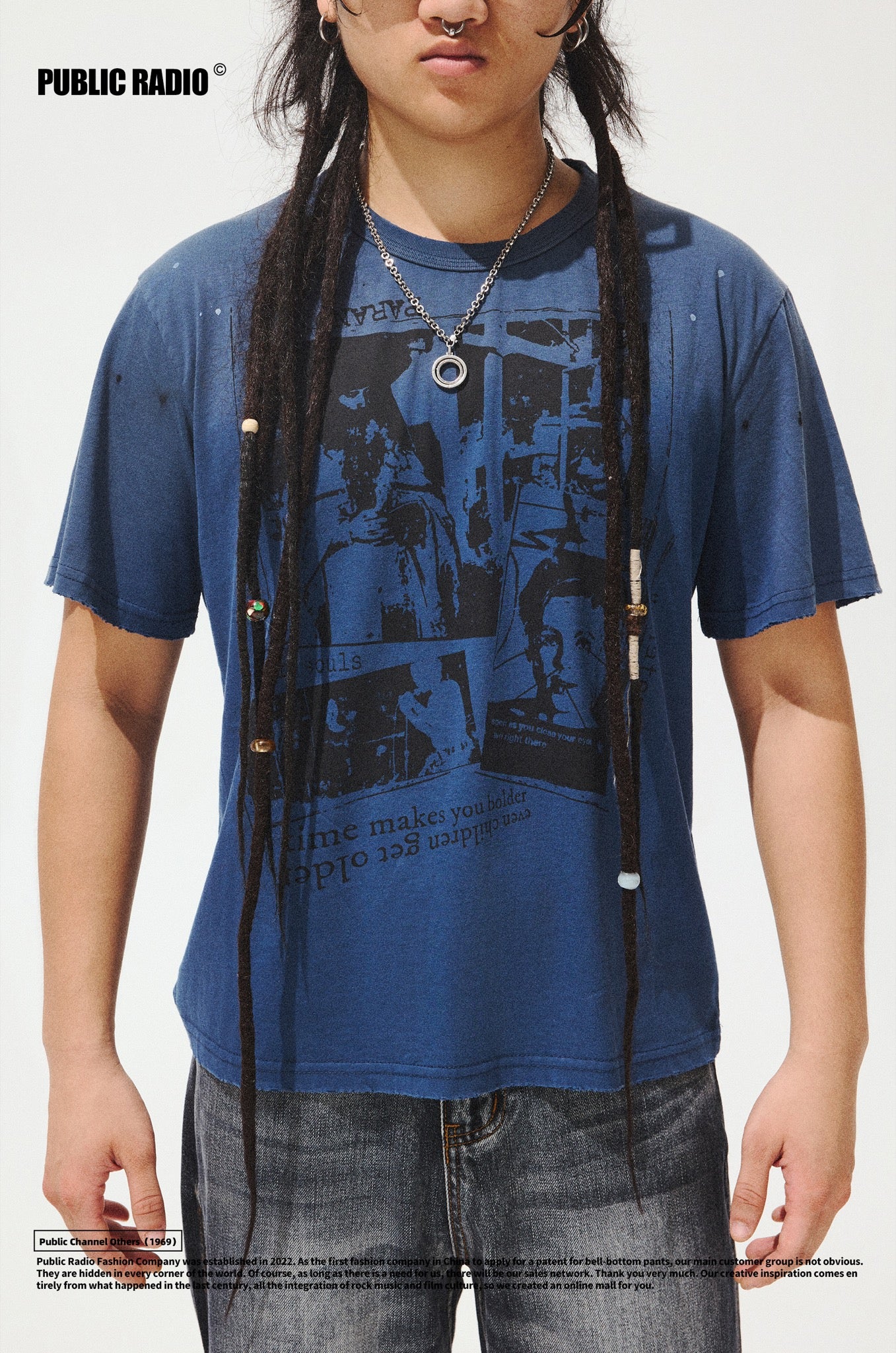 PUBLIC RADIO | Blue Graphic Rock T-Shirt - Image 1
