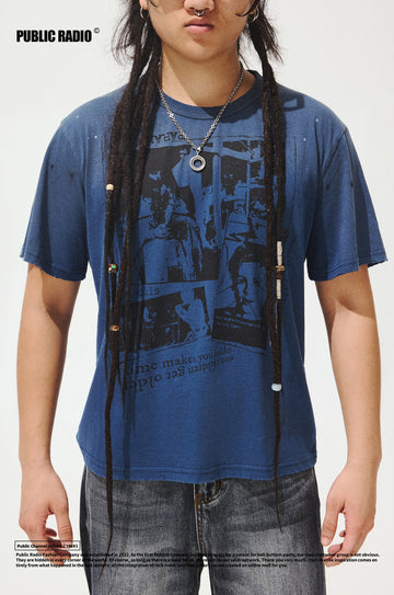 PUBLIC RADIO | Blue Graphic Rock T-Shirt - Image 1