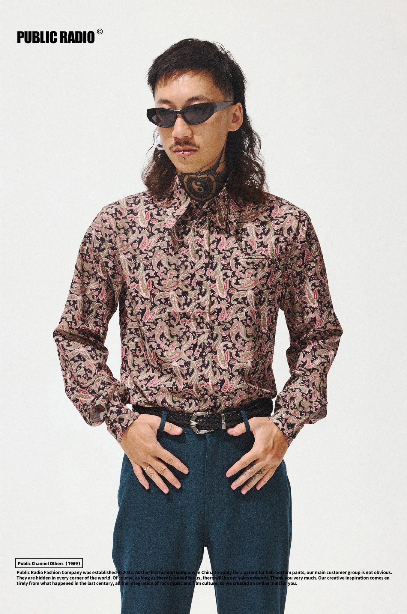 PUBLIC RADIO | Black Red Paisley Shirt - Image 1