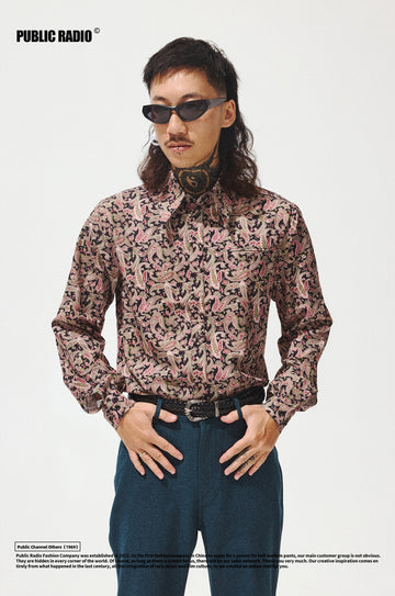 PUBLIC RADIO | Black Red Paisley Shirt - Image 1