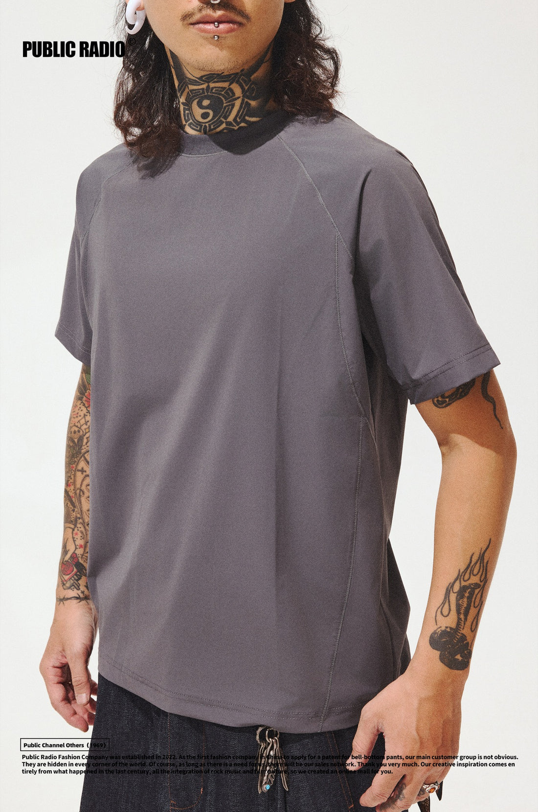 PUBLIC RADIO | Grey Ventilated Back Short Sleeve Shirt - Image 1
