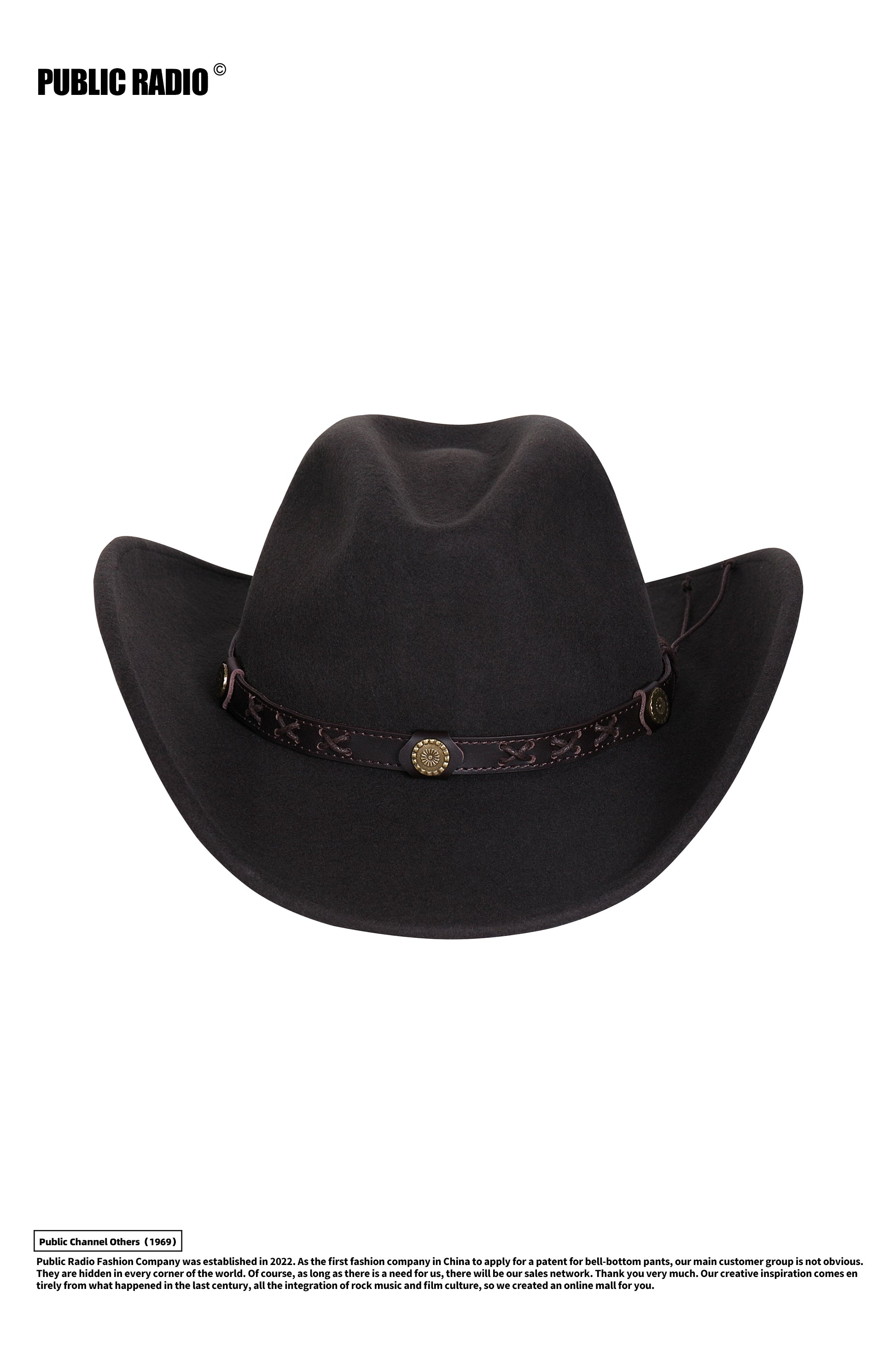 PUBLIC RADIO | Western Traditional Pure Wool Cowboy Hat Yellowstone Sun-Proof Water-Proof