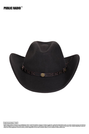 PUBLIC RADIO | Western Traditional Pure Wool Cowboy Hat Yellowstone Sun-Proof Water-Proof