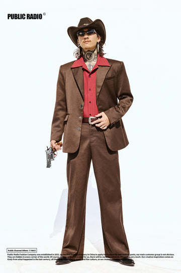 PUBLIC RADIO｜MEXICANS Wild West Classic Trousers with a Glossy Cashmere Retro Silhouette