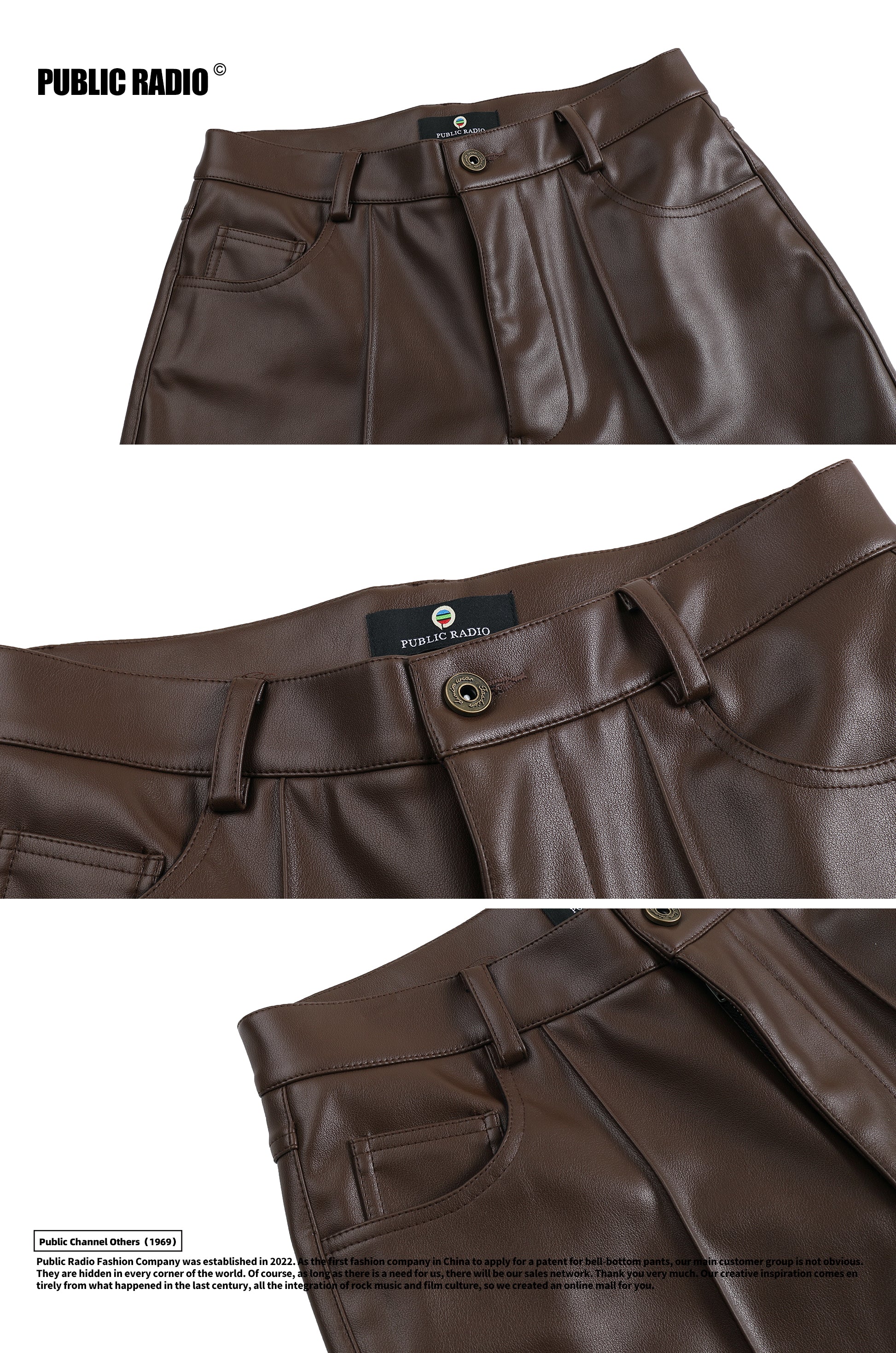 PUBLIC RADIO | WESTERNCOWBOY American Retro Genuine Leather Fringe Pants High-Waisted Flared Pants