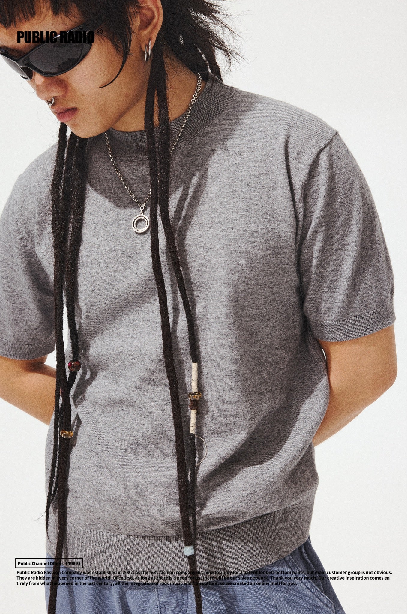 PUBLIC RADIO | Grey Cotton-Feel T-Shirt - Image 1