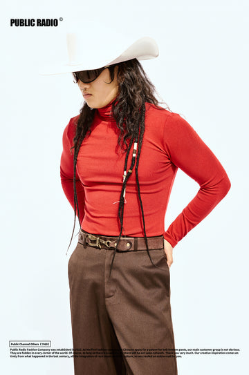 PUBLIC RADIO | American Retro Indian Series Pure Cashmere Warm Turtleneck Base Layer Sweater/Underwear