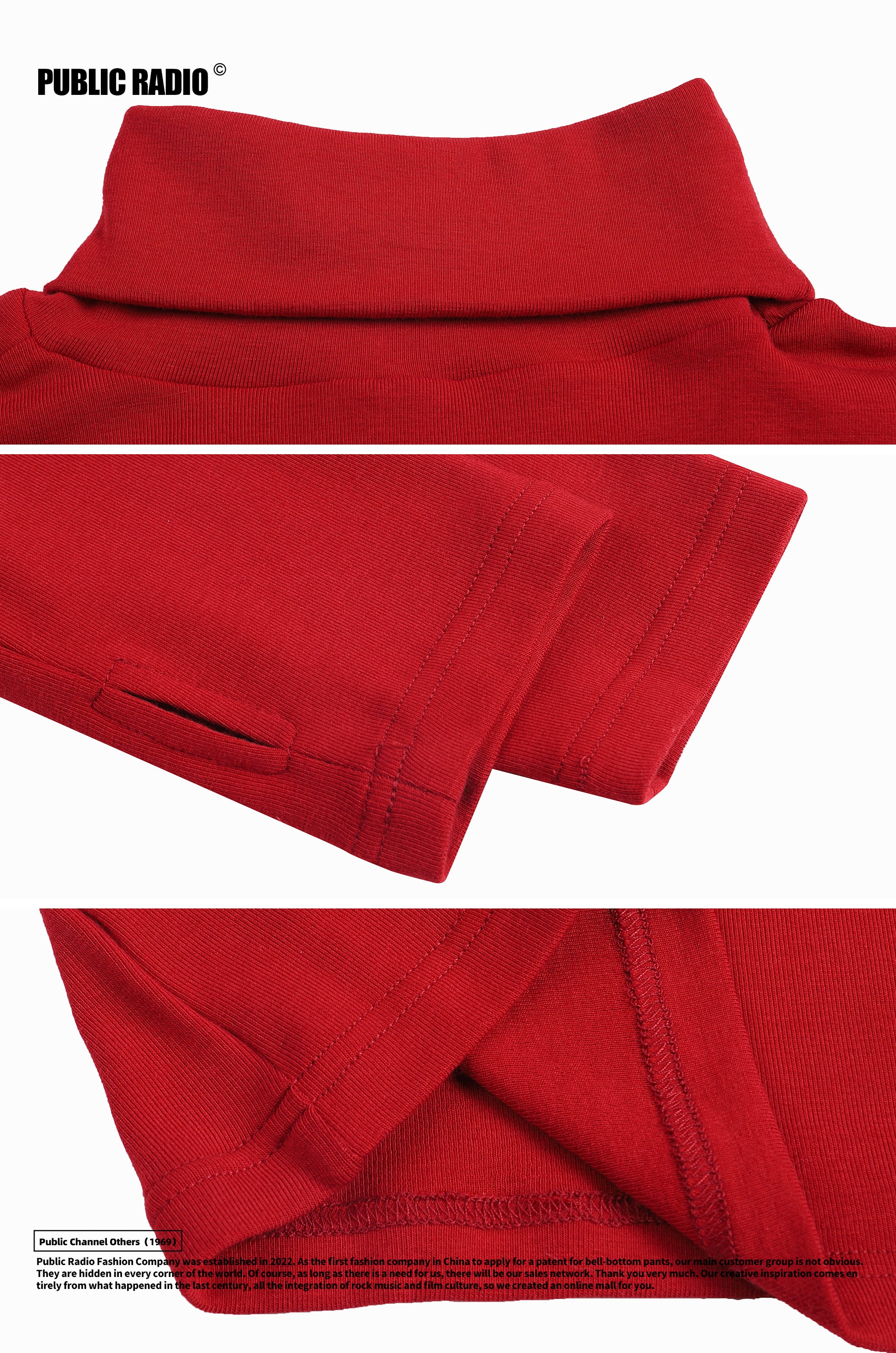 PUBLIC RADIO | American Retro Indian Series Pure Cashmere Warm Turtleneck Base Layer Sweater/Underwear