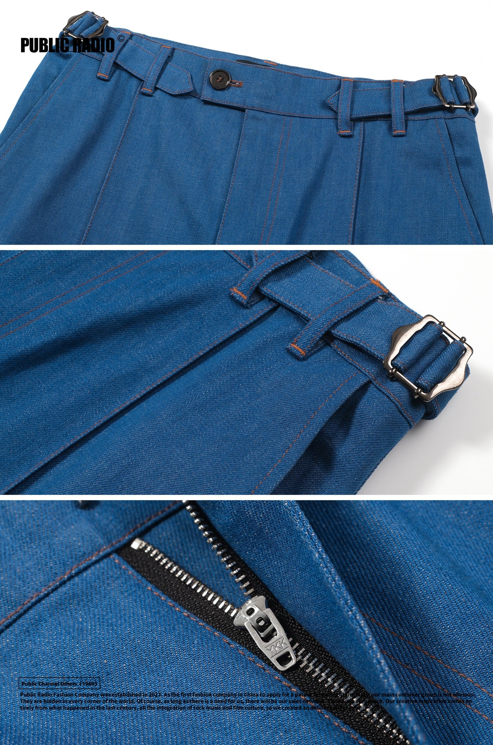 PUBLIC RADIO｜RAW DENIM Western Cowboy High-Waisted Flared Pants Japanese Raw Denim Hippie Series