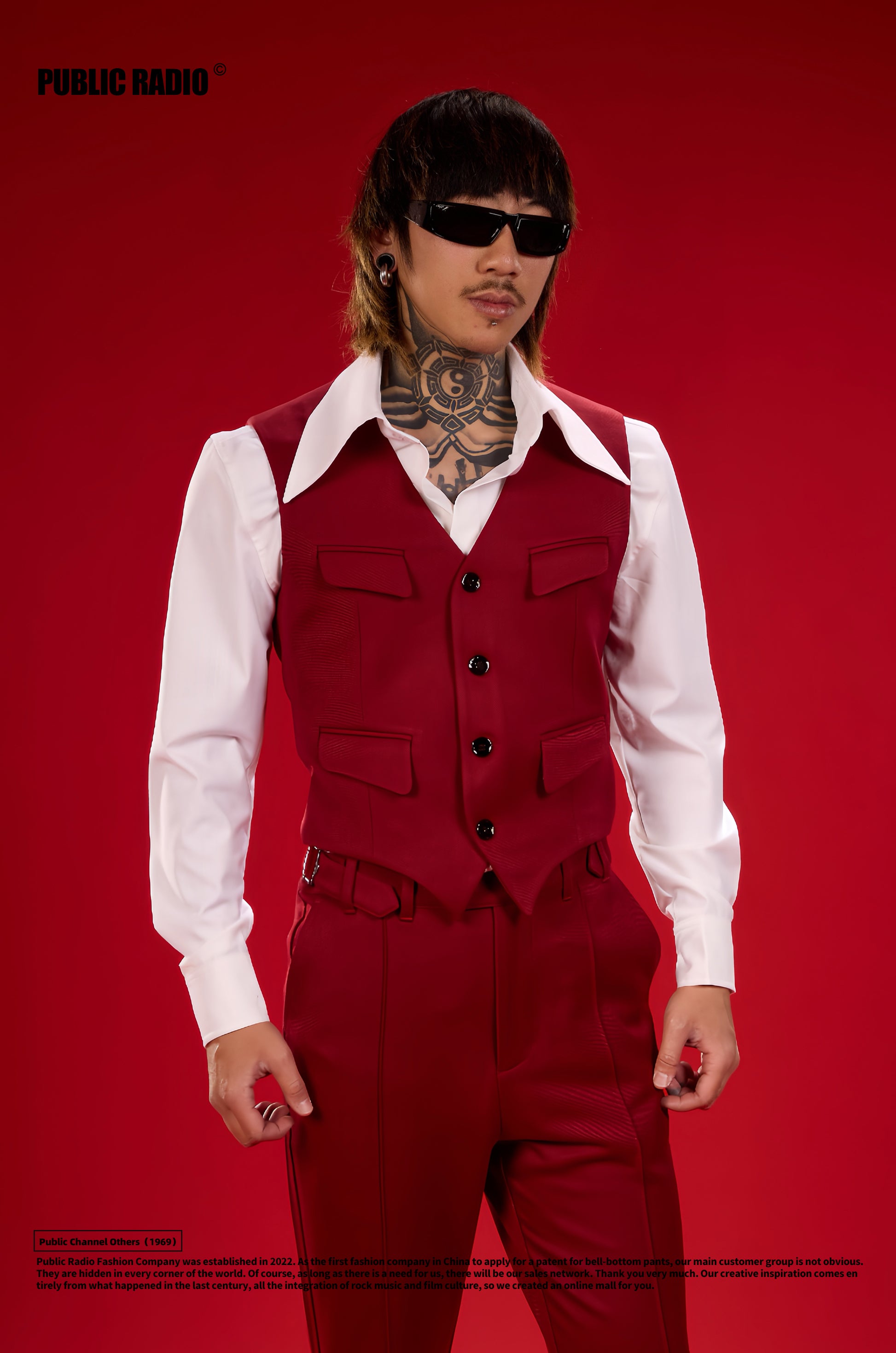 PUBLIC RADIO | 90S Western Texas Classic King Vest Australian Imported Cashmere Multi-Pocket