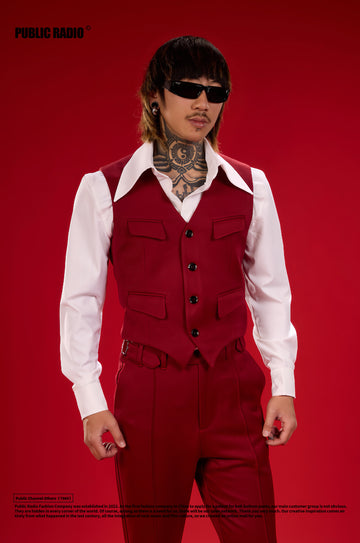 PUBLIC RADIO | 90S Western Texas Classic King Vest Australian Imported Cashmere Multi-Pocket