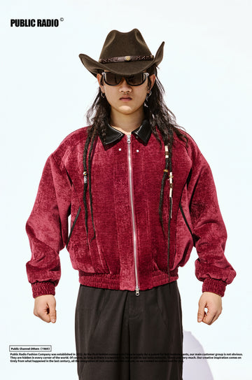 PUBLIC RADIO | American Retro Corduroy Glossy Loose-fitting Jacket, Warm and Heavyweight Motorcycle Jacket