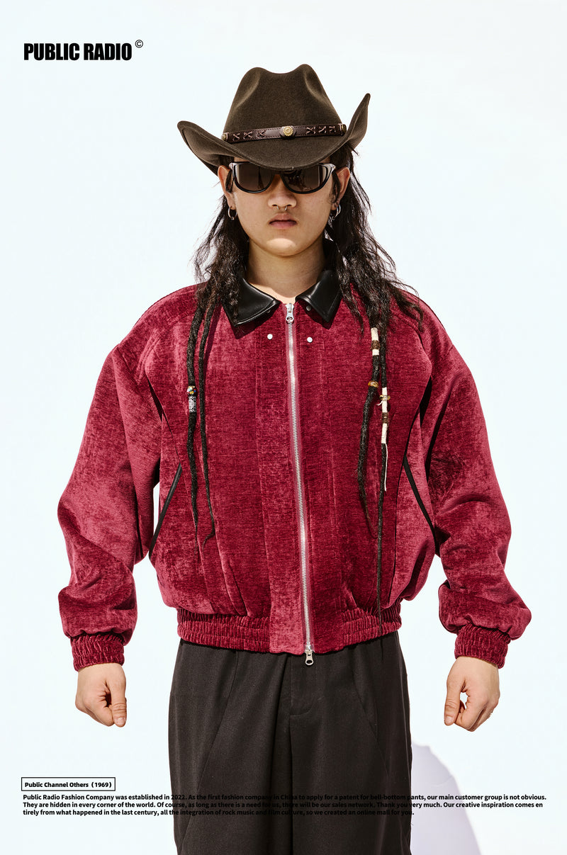 PUBLIC RADIO | American Retro Corduroy Glossy Loose-fitting Jacket, Warm and Heavyweight Motorcycle Jacket