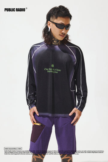 PUBLIC RADIO | Purple Printed Athletic Long Sleeve - Image 1
