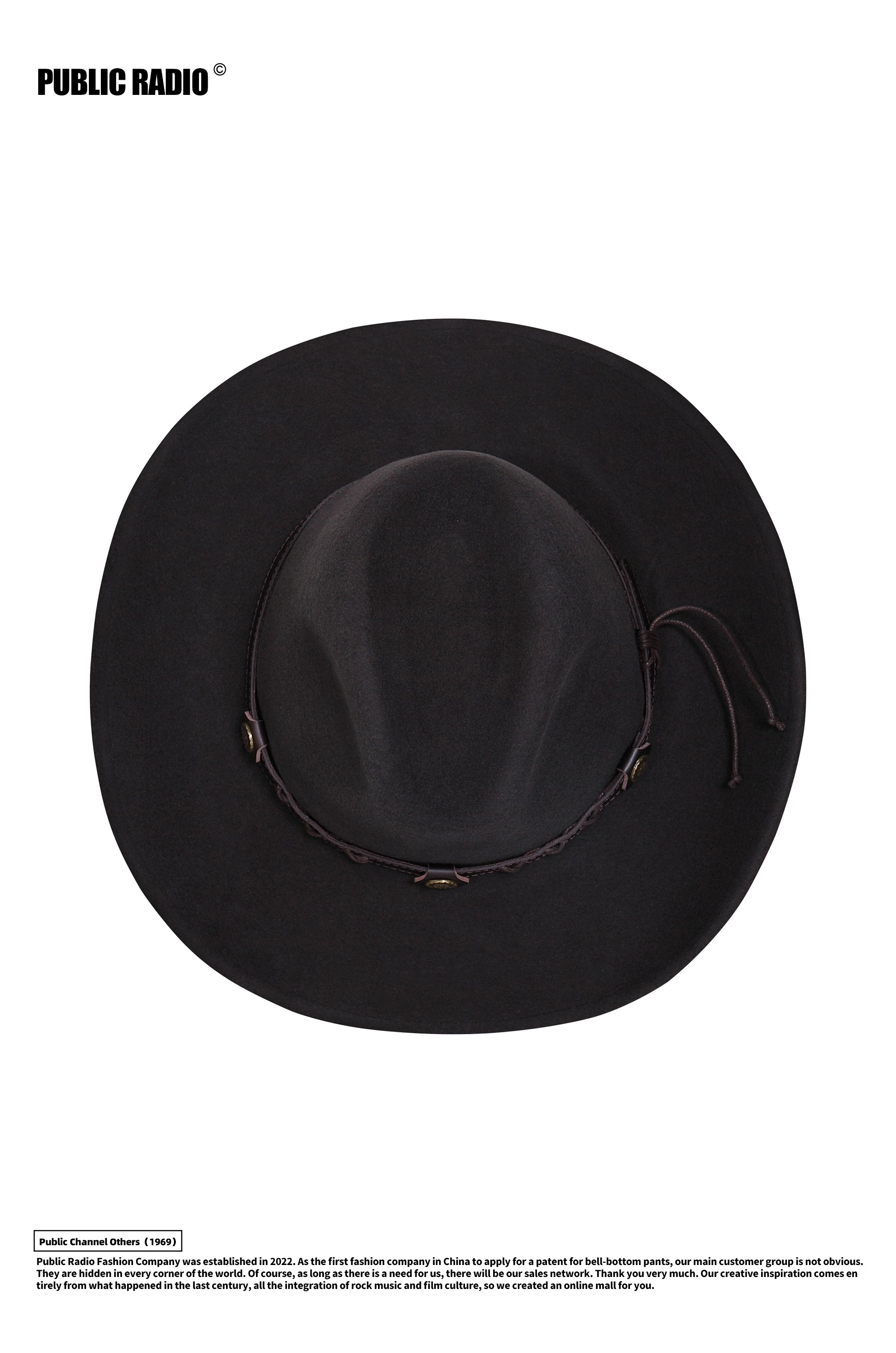 PUBLIC RADIO | Western Traditional Pure Wool Cowboy Hat Yellowstone Sun-Proof Water-Proof