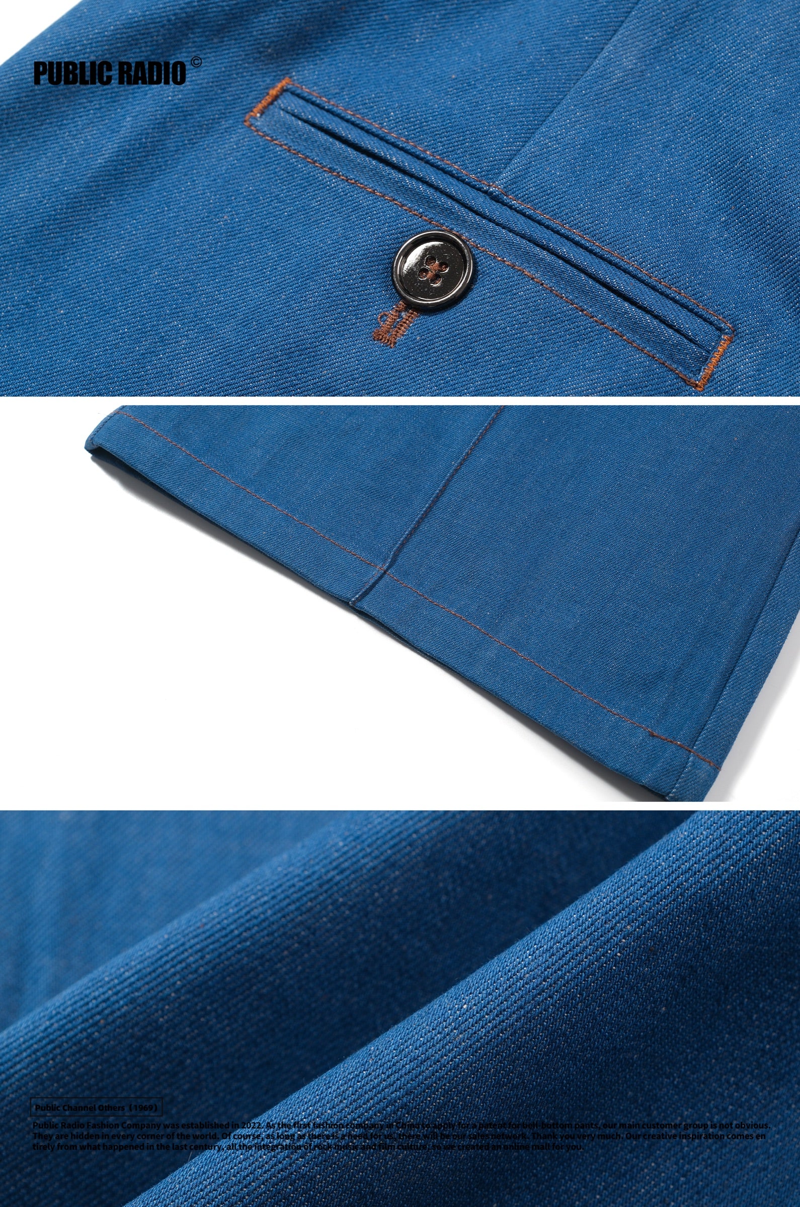 PUBLIC RADIO｜RAW DENIM Western Cowboy High-Waisted Flared Pants Japanese Raw Denim Hippie Series