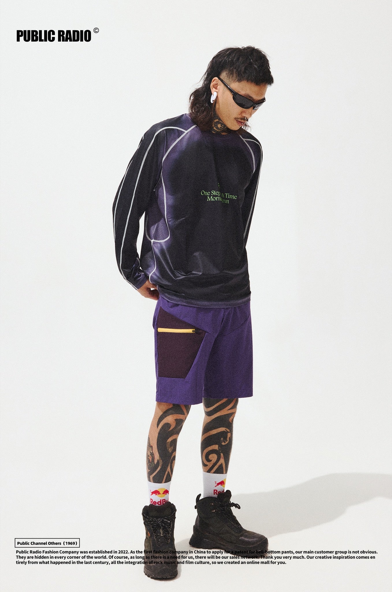PUBLIC RADIO | Purple Printed Athletic Long Sleeve - Image 2