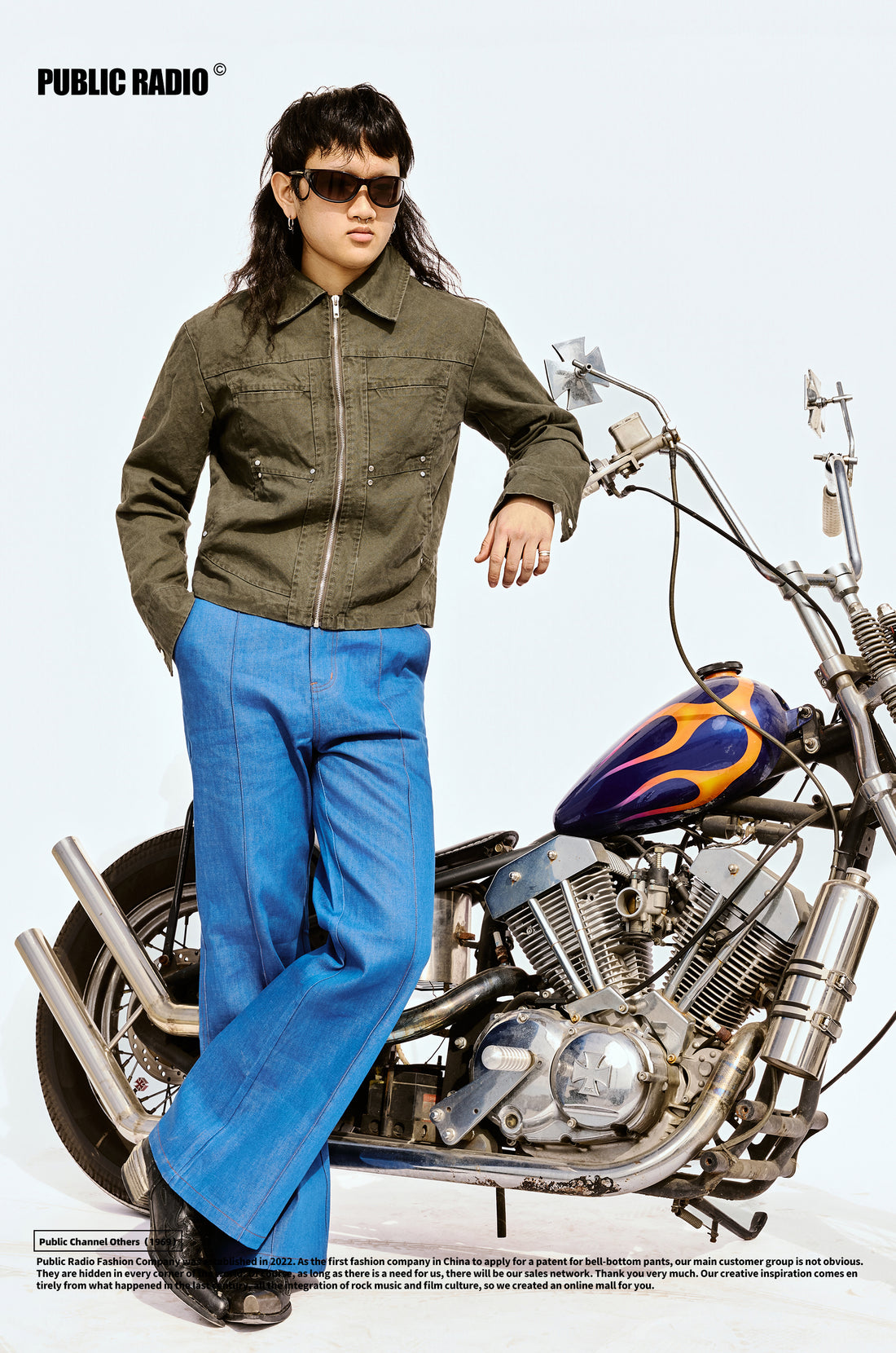 PUBLIC RADIO｜RAW DENIM Western Cowboy High-Waisted Flared Pants Japanese Raw Denim Hippie Series