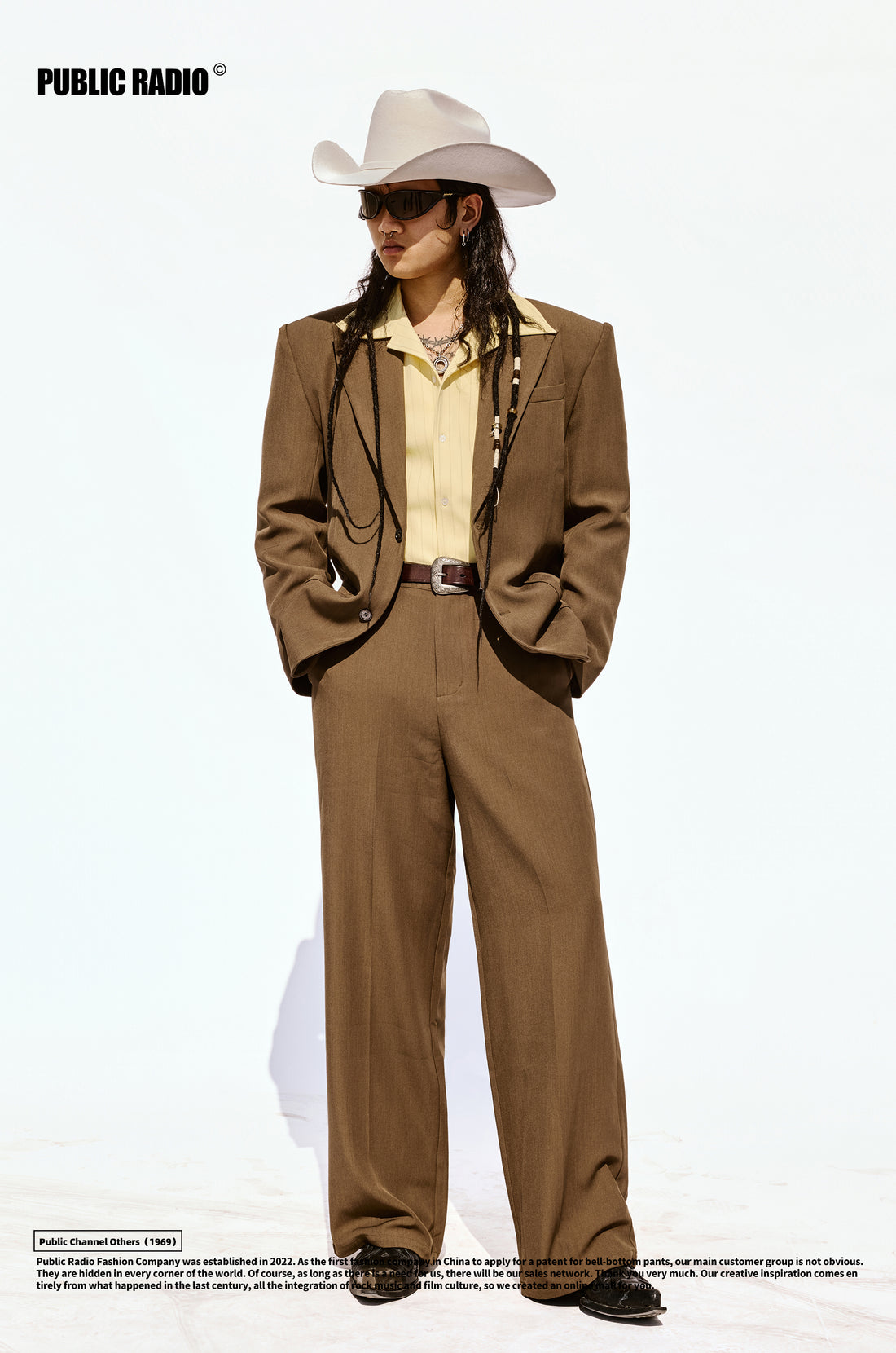 PUBLIC RADIO｜MEXICANS Wild West Classic Trousers with a Glossy Cashmere Retro Silhouette