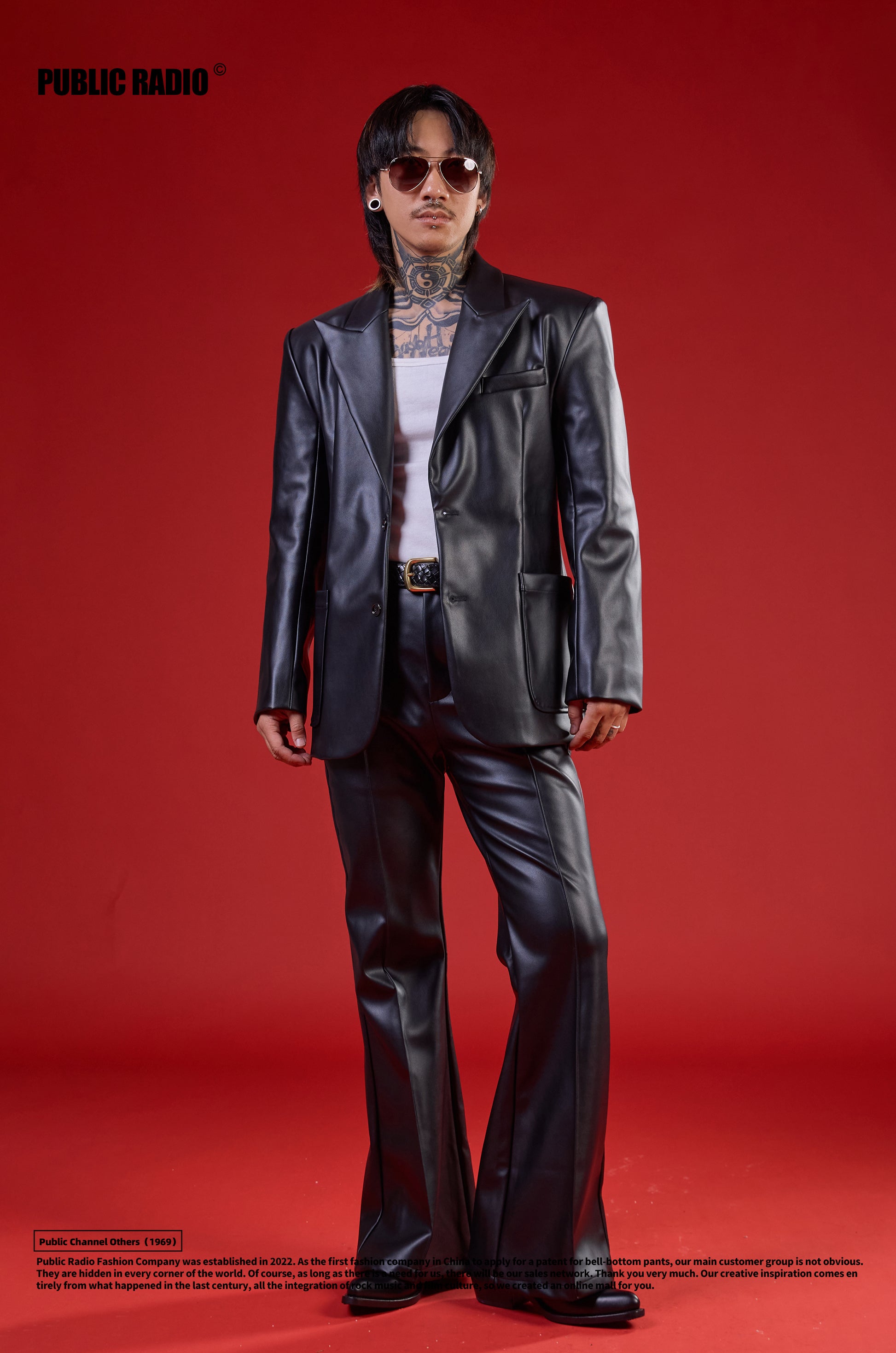 PUBLIC RADIO | Japanese Vintage East Asia Corporation Padded Shoulder Slim Fit Genuine Leather Suit Jacket
