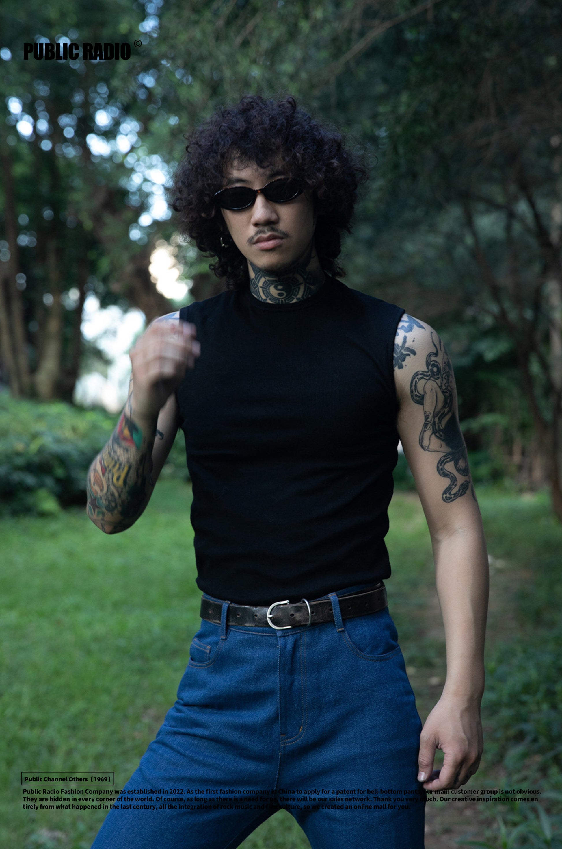 PUBLIC RADIO | 70S Woodstock Rock Commuter Solid Small Collar Heavyweight Pure Cotton Vest