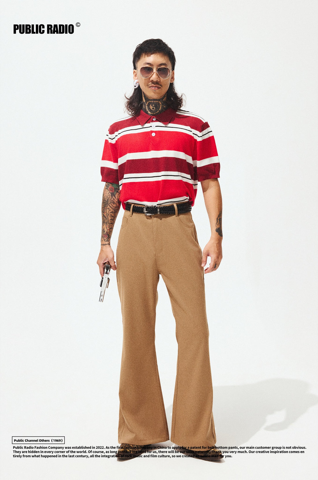 PUBLIC RADIO | Red Black Striped Short Sleeve Shirt - Image 1