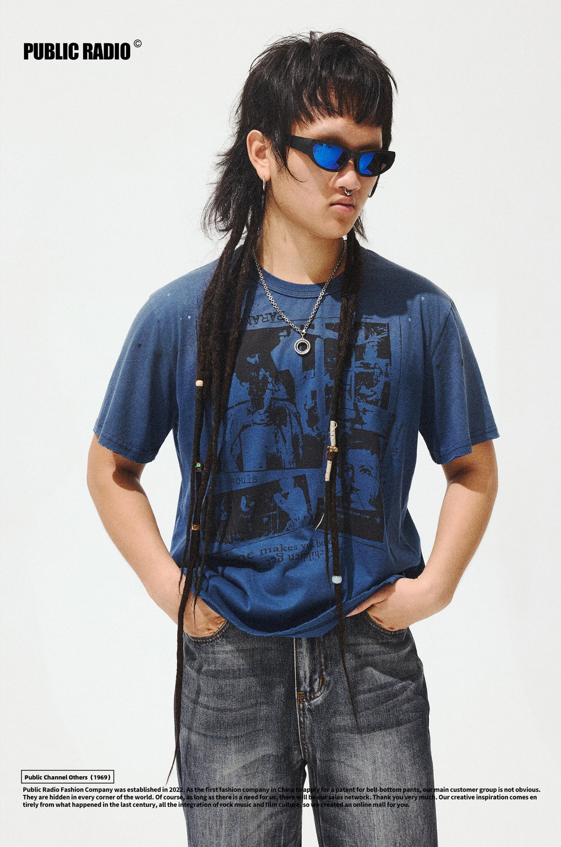 PUBLIC RADIO | Blue Graphic Rock T-Shirt - Image 1