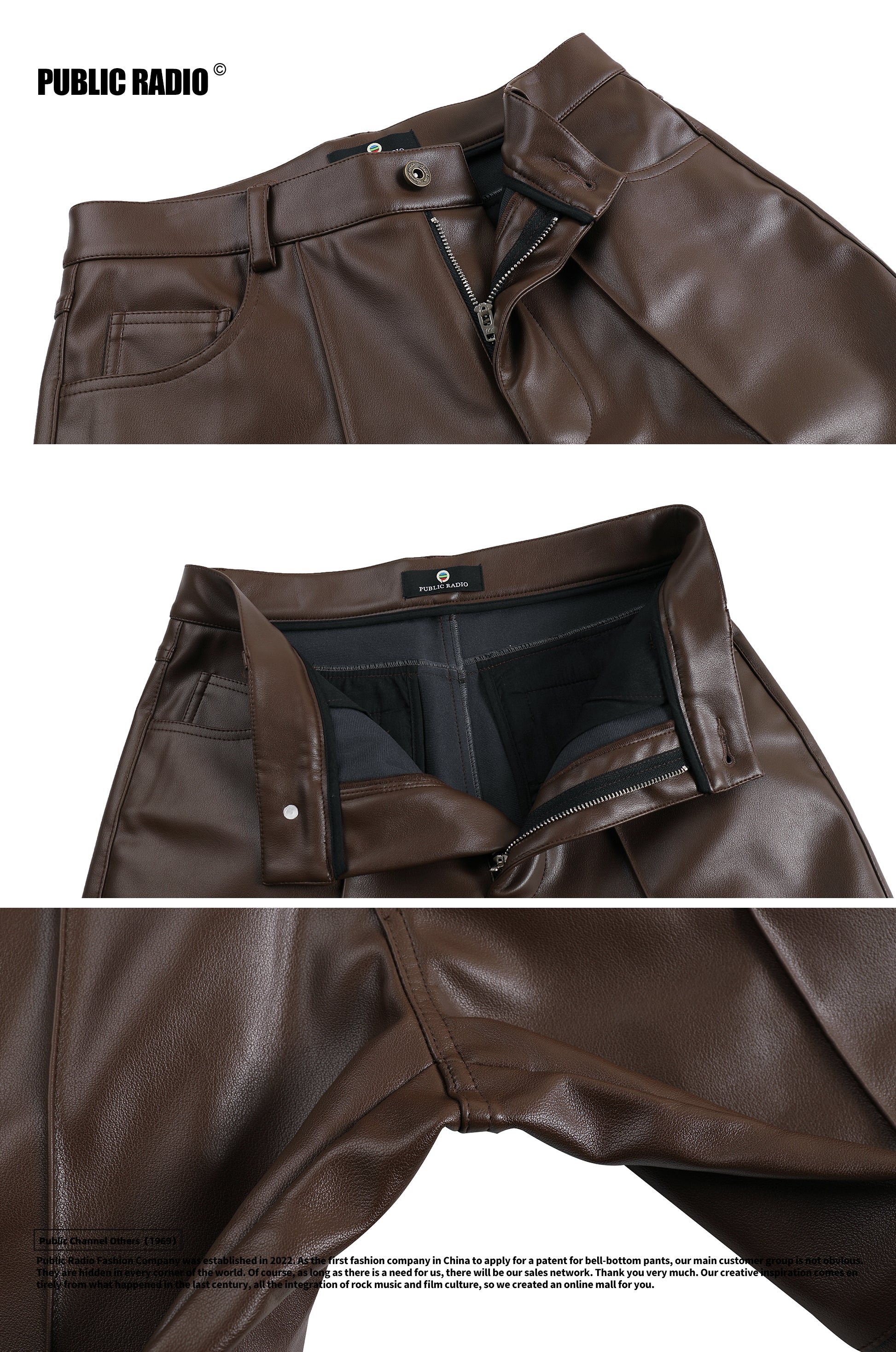 PUBLIC RADIO | WESTERNCOWBOY American Retro Genuine Leather Fringe Pants High-Waisted Flared Pants