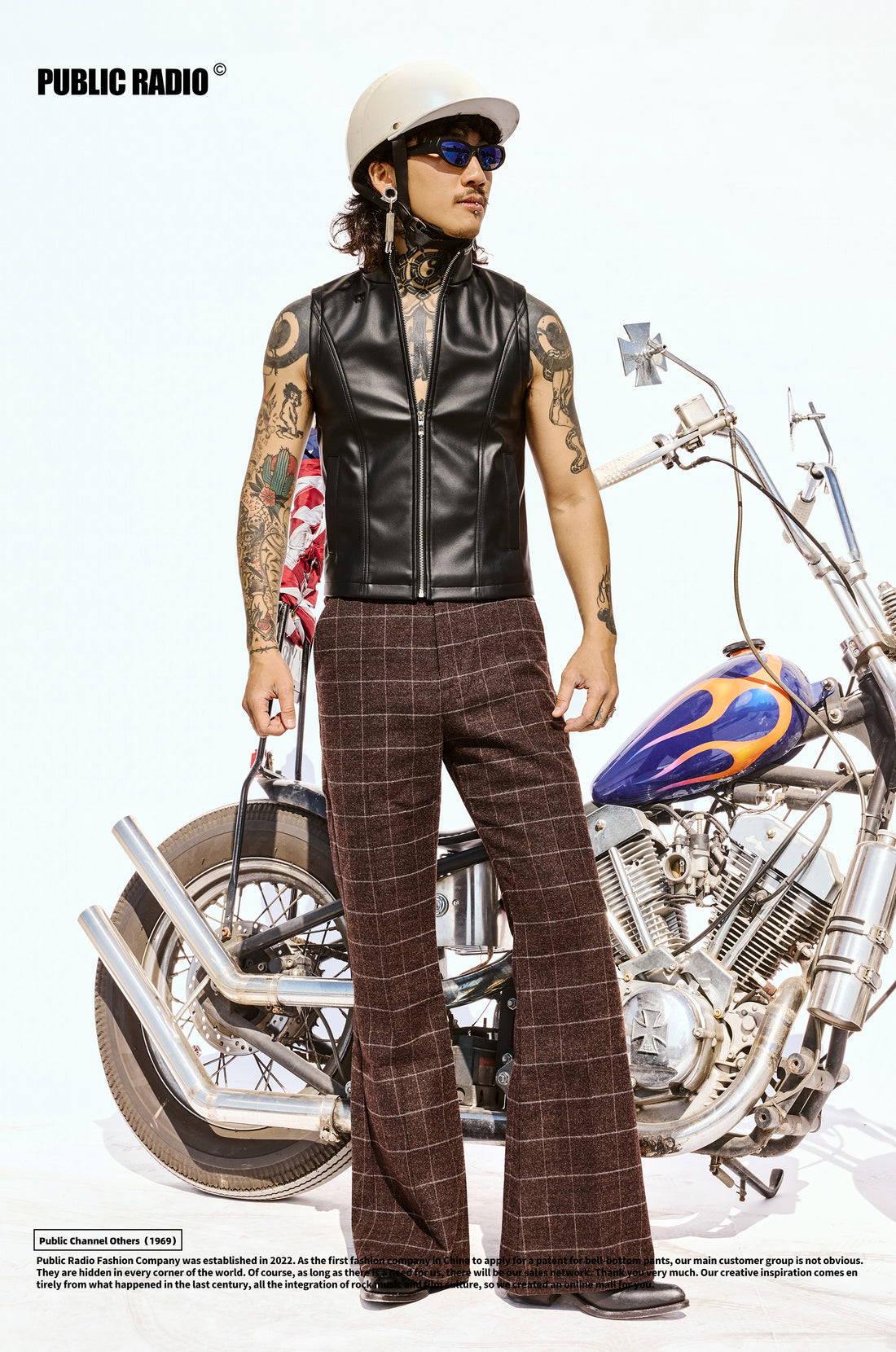 PUBLIC RADIO｜DIGITAL PUNK Japanese Rock Motorcycle High-Neck Genuine Leather Zipper Vest