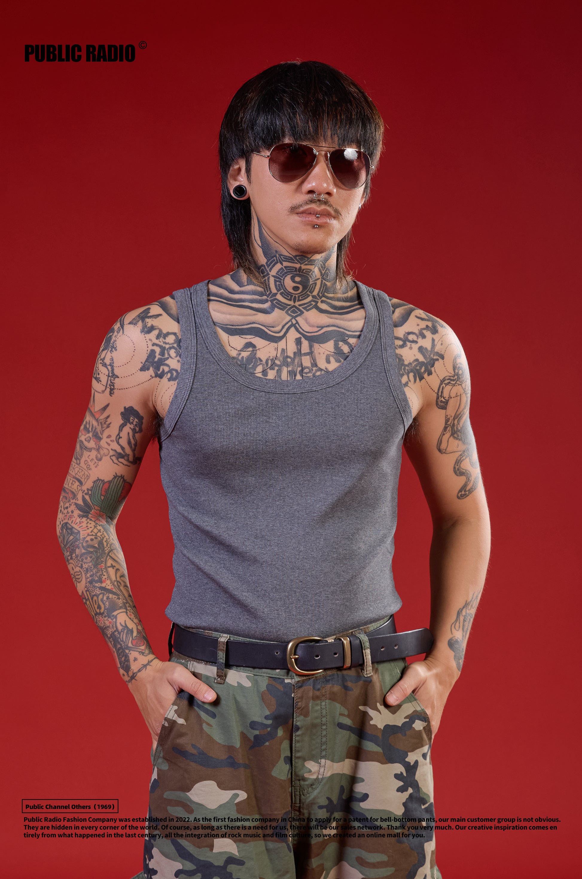 PUBLIC RADIO | American Vintage Slim Fit Pure Cotton Fiber Ribbed Undershirt Vest Base Layer