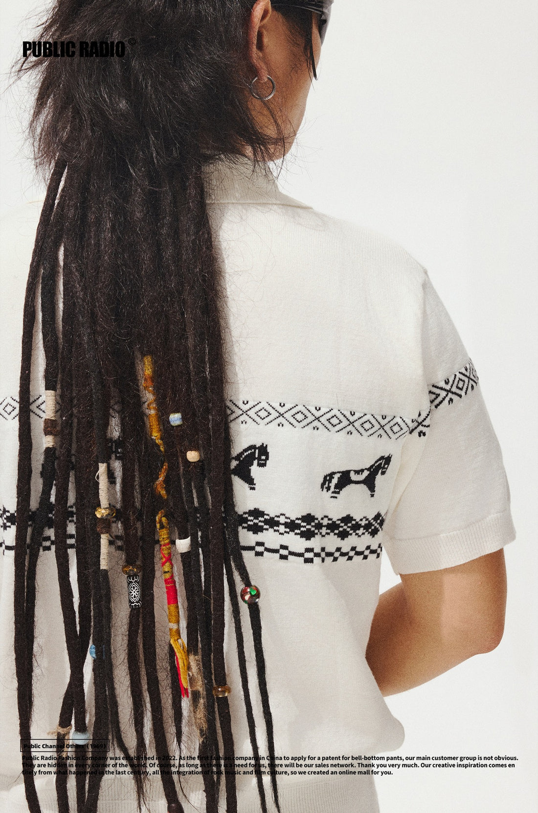 PUBLIC RADIO | White Deer Print Polo Shirt - Image 1