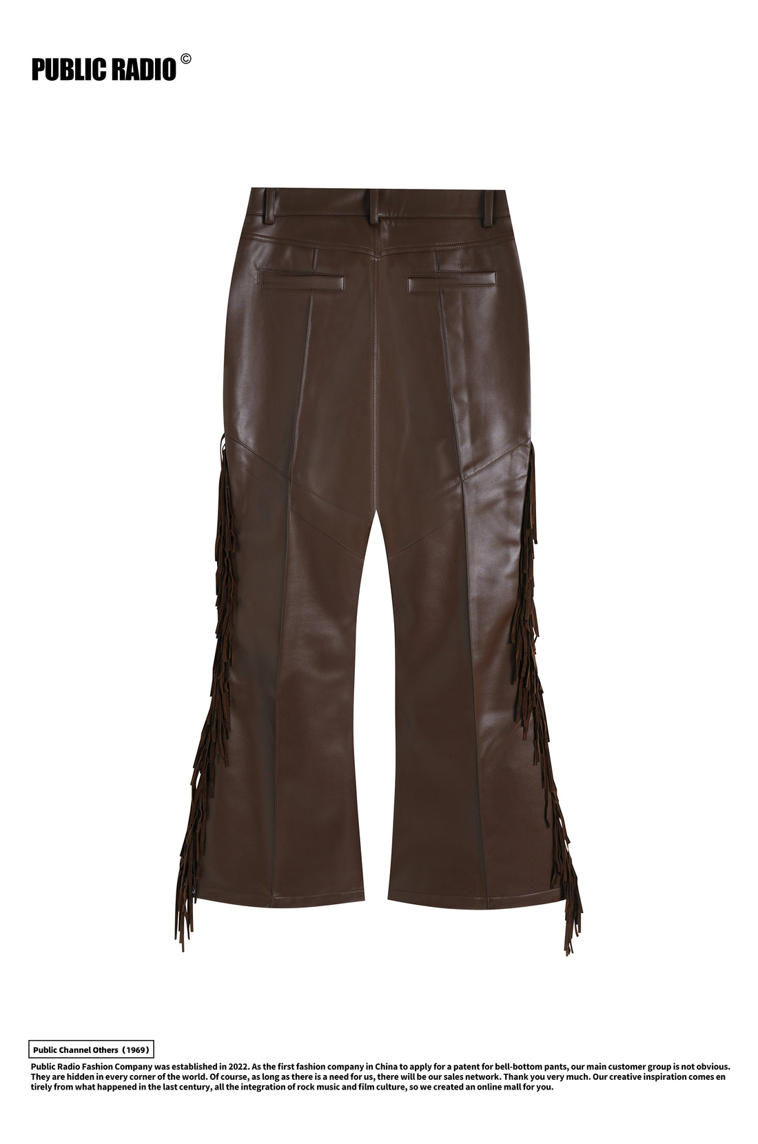 PUBLIC RADIO | WESTERNCOWBOY American Retro Genuine Leather Fringe Pants High-Waisted Flared Pants