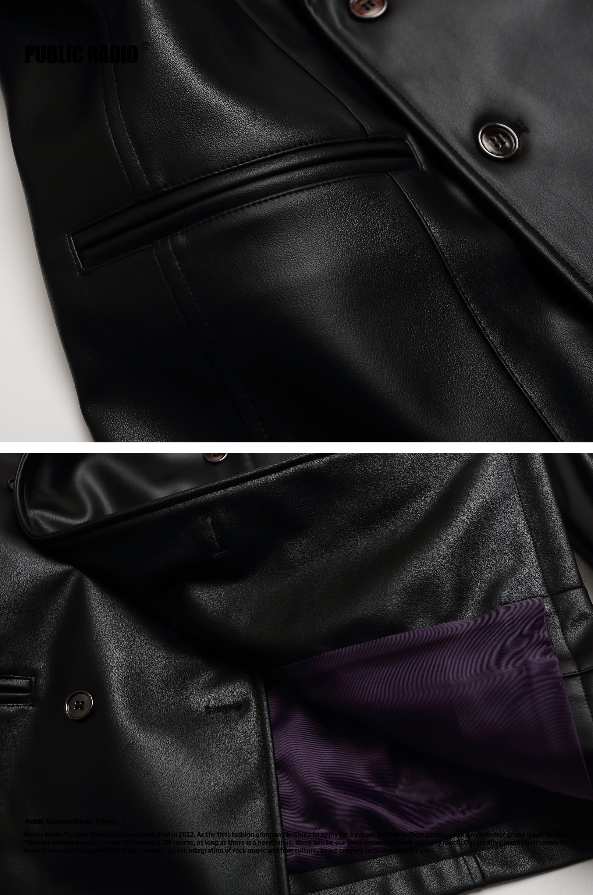 PUBLIC RADIO｜Classic Matte Glossy Suits with Padded Leather Shoulders and Double-Breasted Design, inspired by the 1990s Deadly City series.