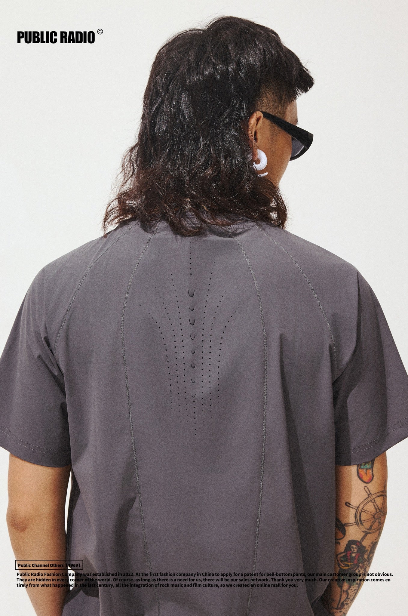 PUBLIC RADIO | Grey Ventilated Back Short Sleeve Shirt - Image 3