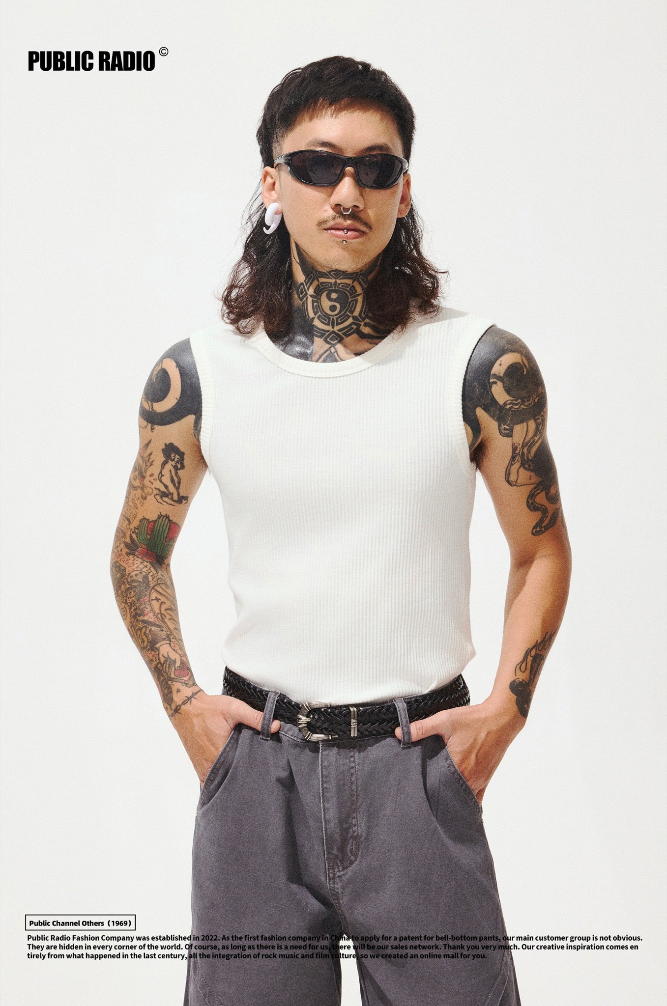 PUBLIC RADIO | White Black Ribbed Stretch Vest - Image 3