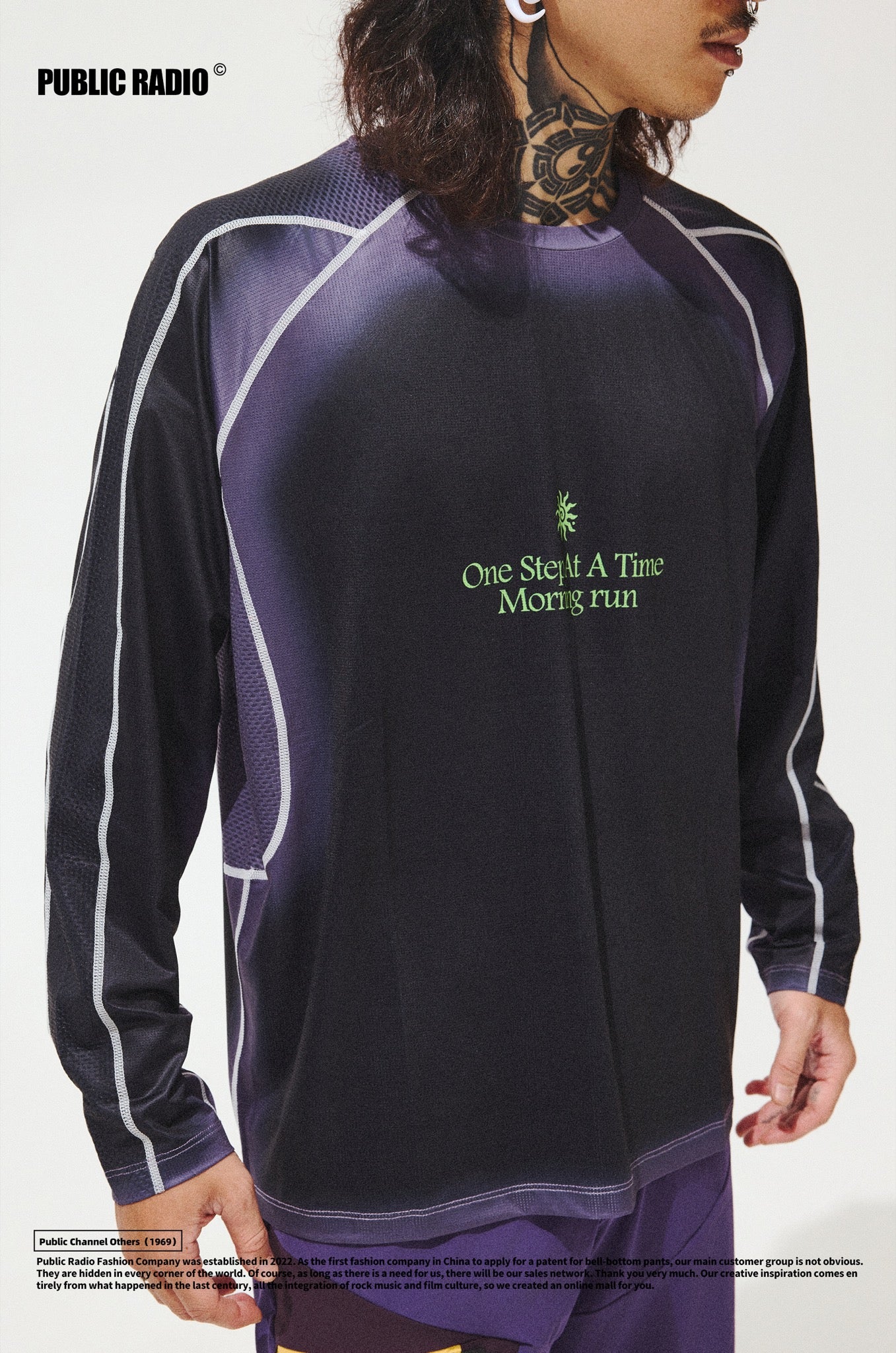 PUBLIC RADIO | Purple Printed Athletic Long Sleeve - Image 3