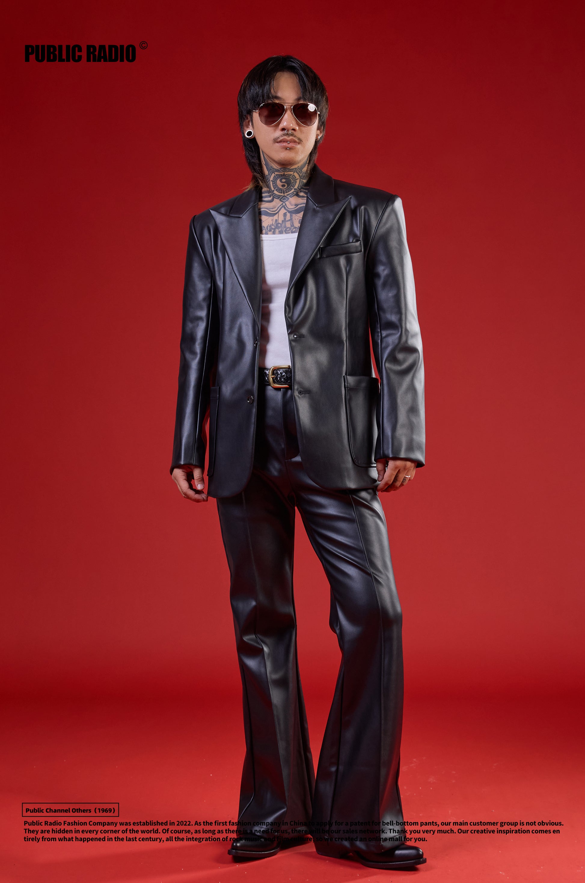 PUBLIC RADIO | Harajuku Japan Millennial Heavyweight Genuine Leather Vintage High-Waist Flared Pants