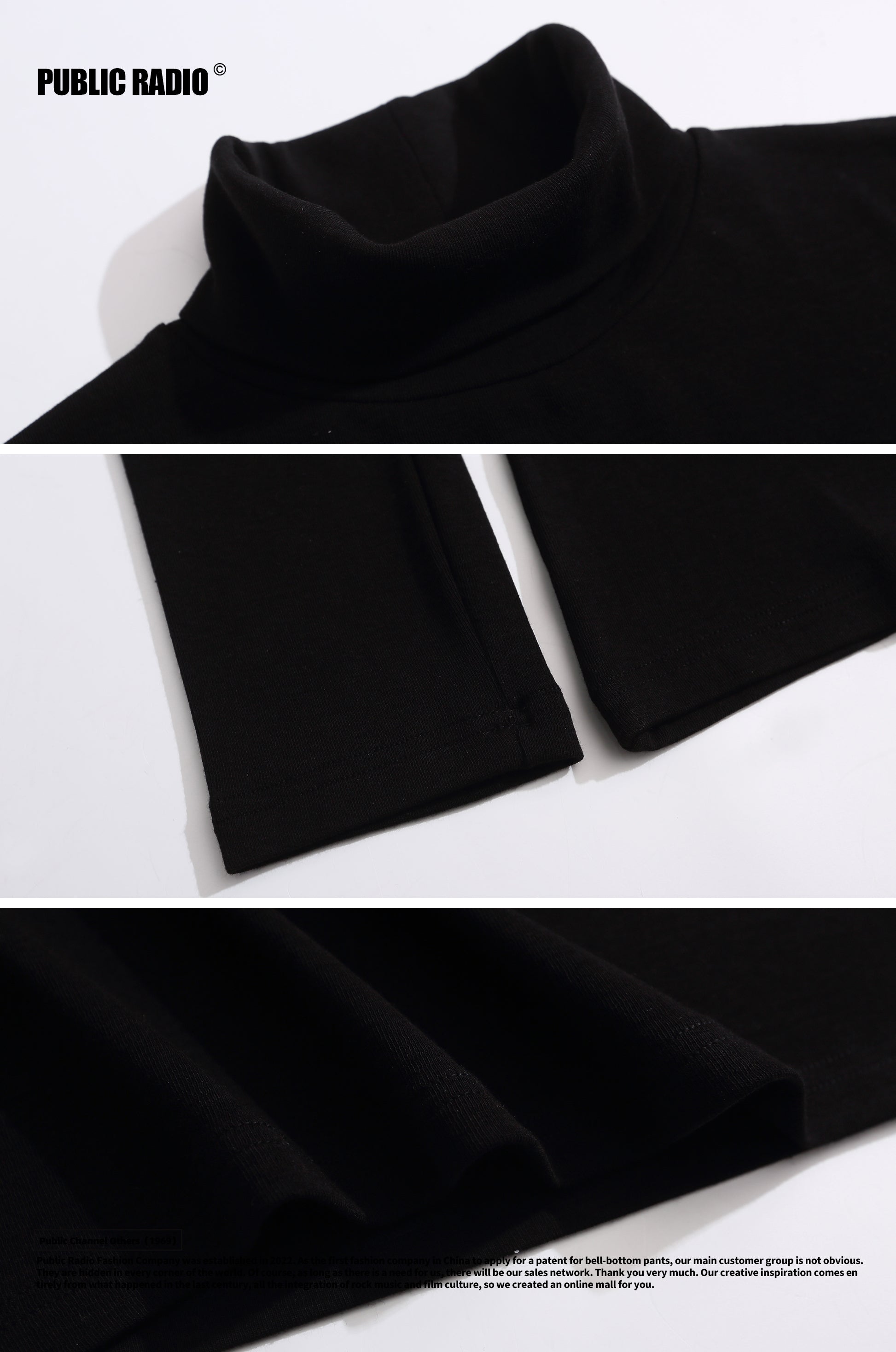PUBLIC RADIO | American Retro Indian Series Pure Cashmere Warm Turtleneck Base Layer Sweater/Underwear