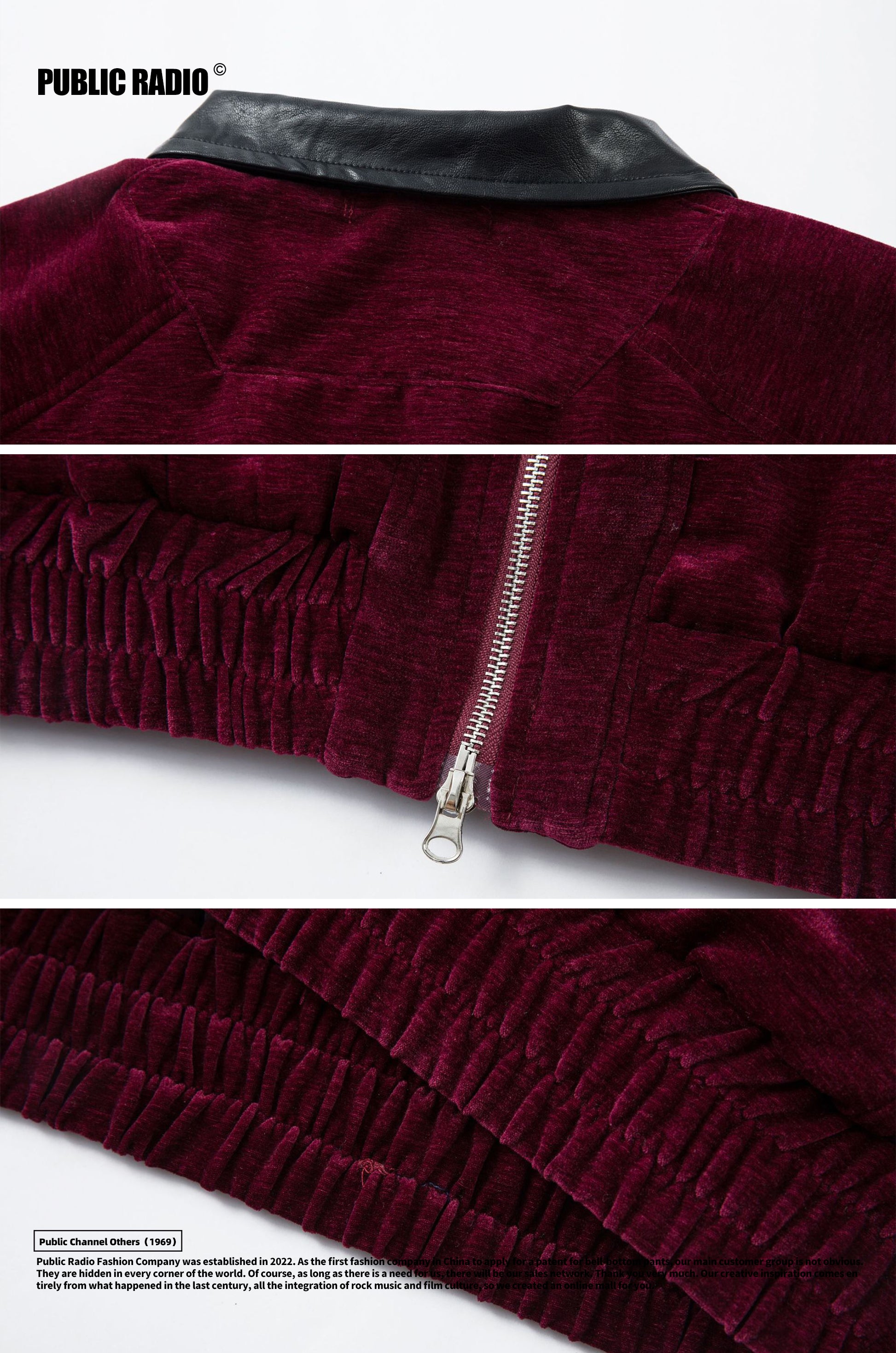 PUBLIC RADIO | 70S Woodstock Rock Commuter Solid Small Collar Heavyweight Pure Cotton Vest