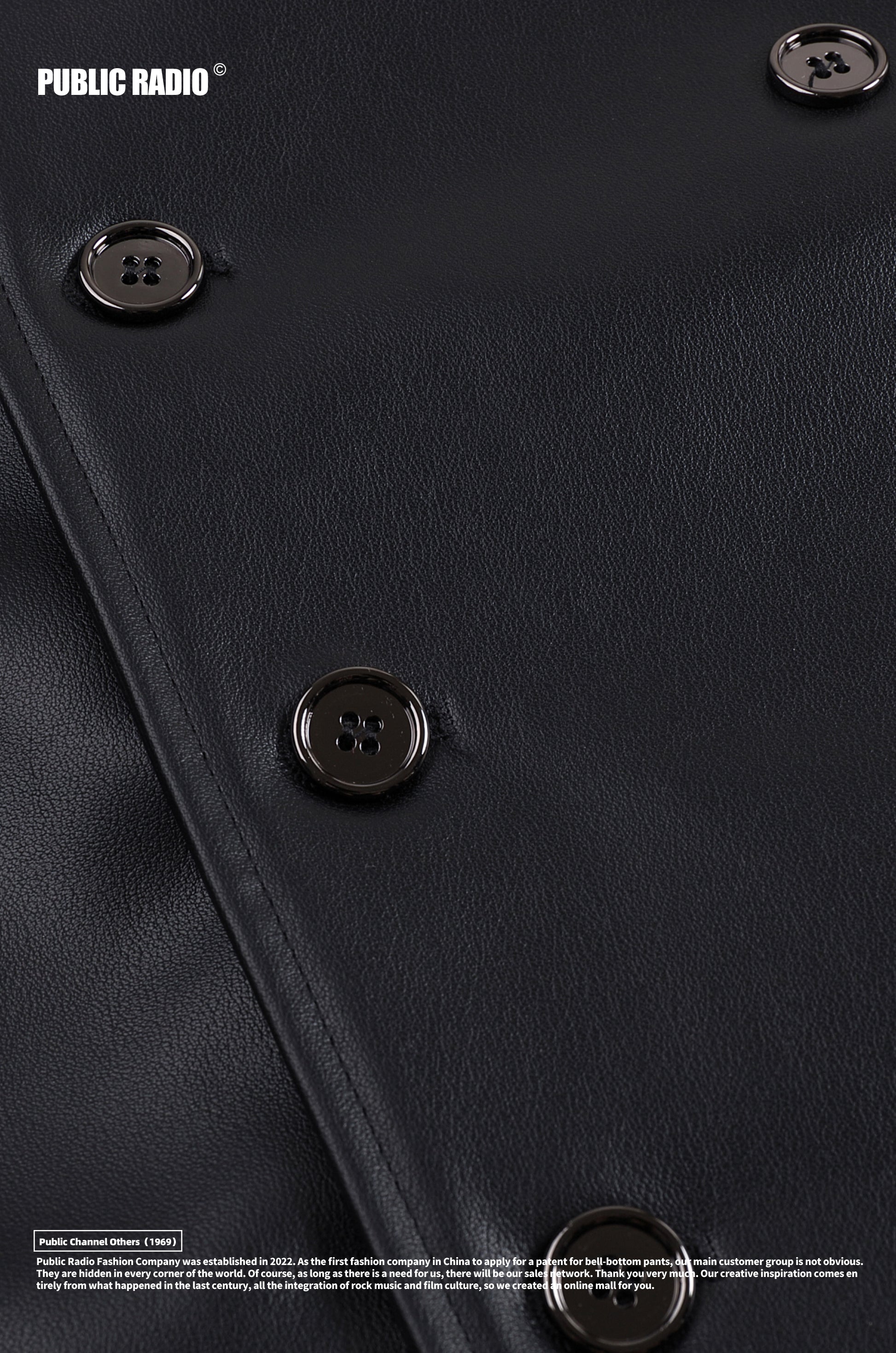 PUBLIC RADIO | American Vintage Classic Motorcycle Genuine Leather Jacket Alloy Double-Breasted