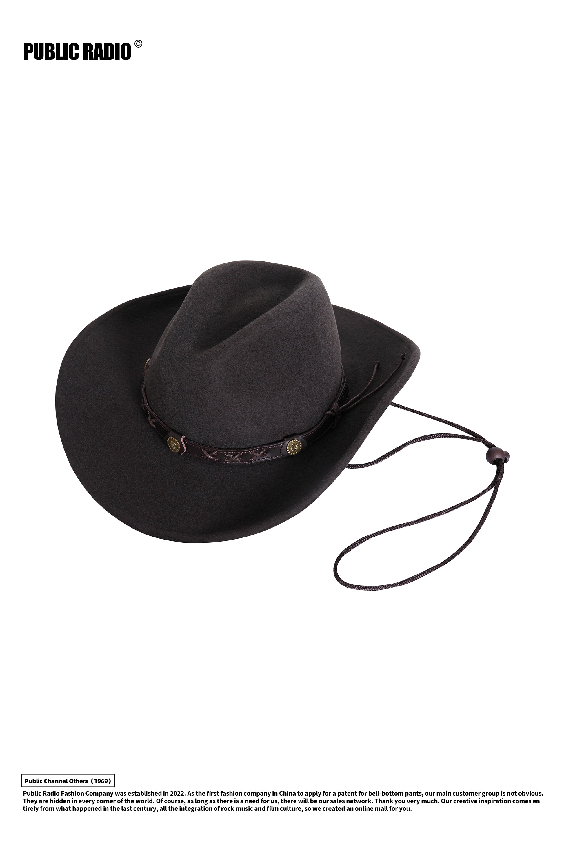 PUBLIC RADIO | Western Traditional Pure Wool Cowboy Hat Yellowstone Sun-Proof Water-Proof