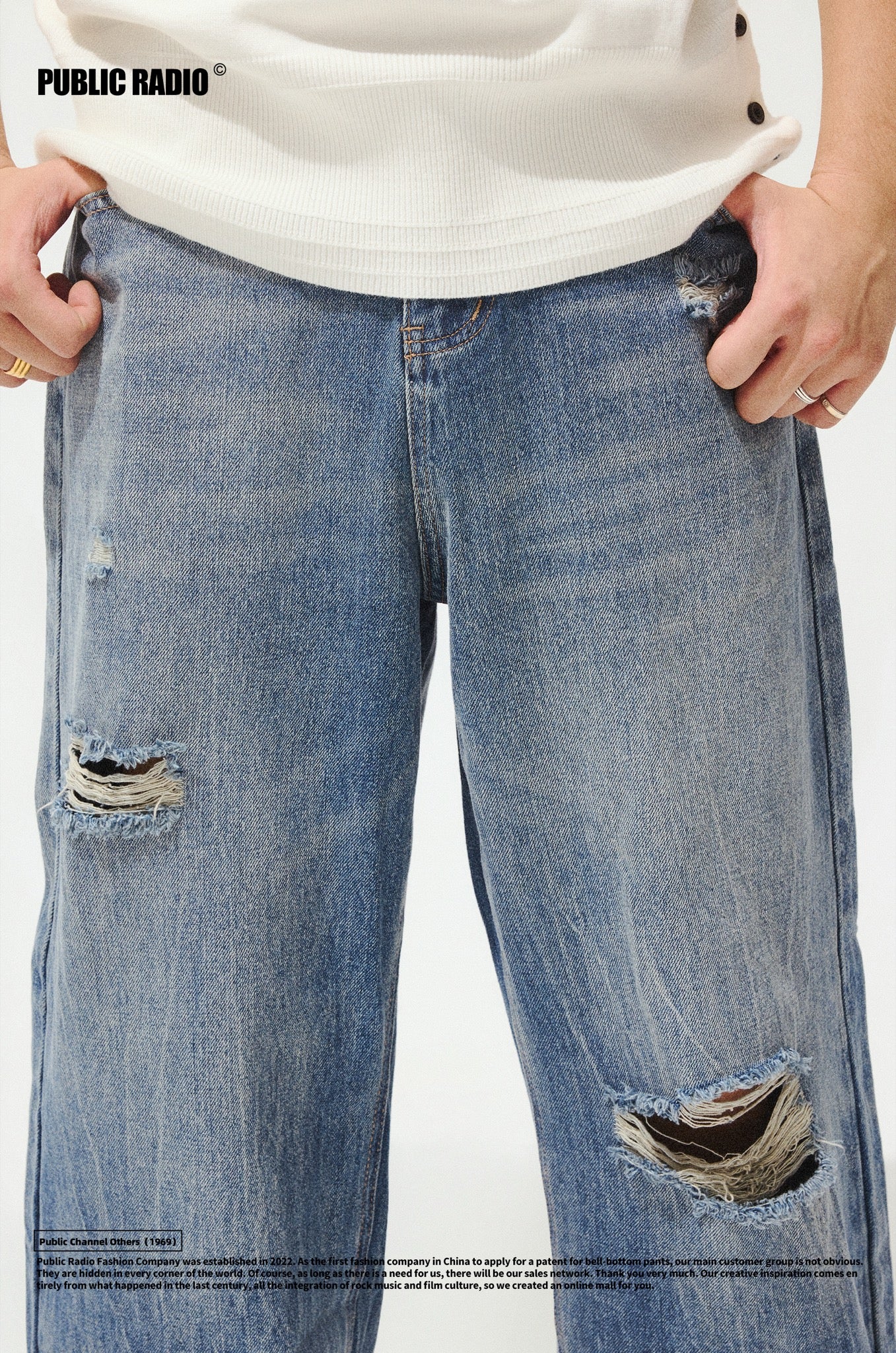 PUBLIC RADIO | Light Blue Washed Ripped Jeans - Image 4