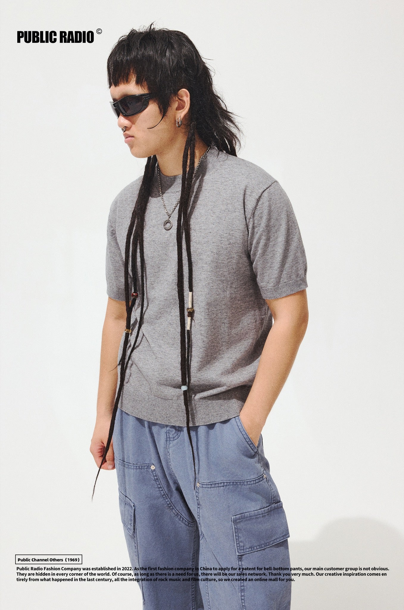 PUBLIC RADIO | Grey Cotton-Feel T-Shirt - Image 4