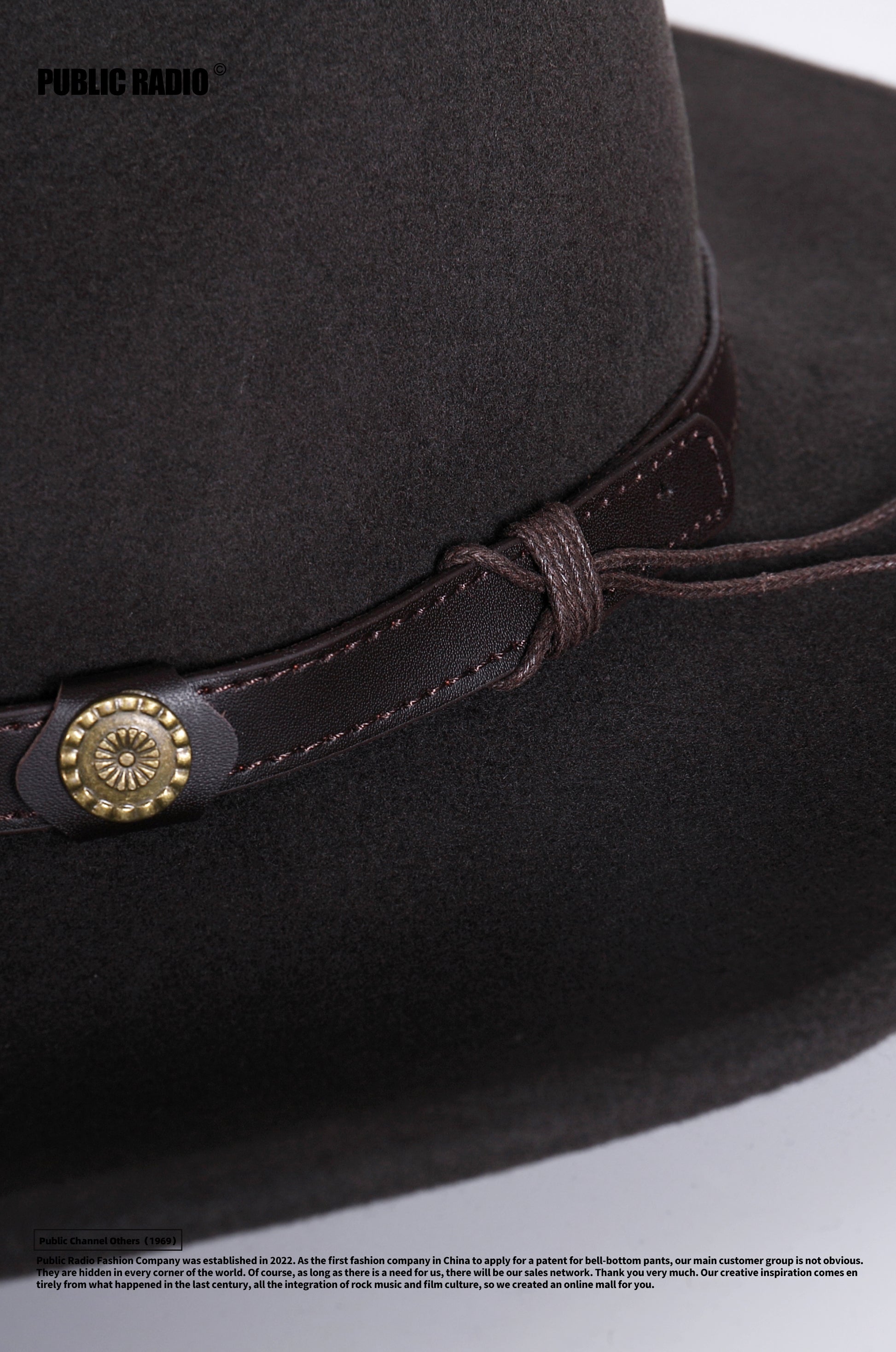 PUBLIC RADIO | Western Traditional Pure Wool Cowboy Hat Yellowstone Sun-Proof Water-Proof