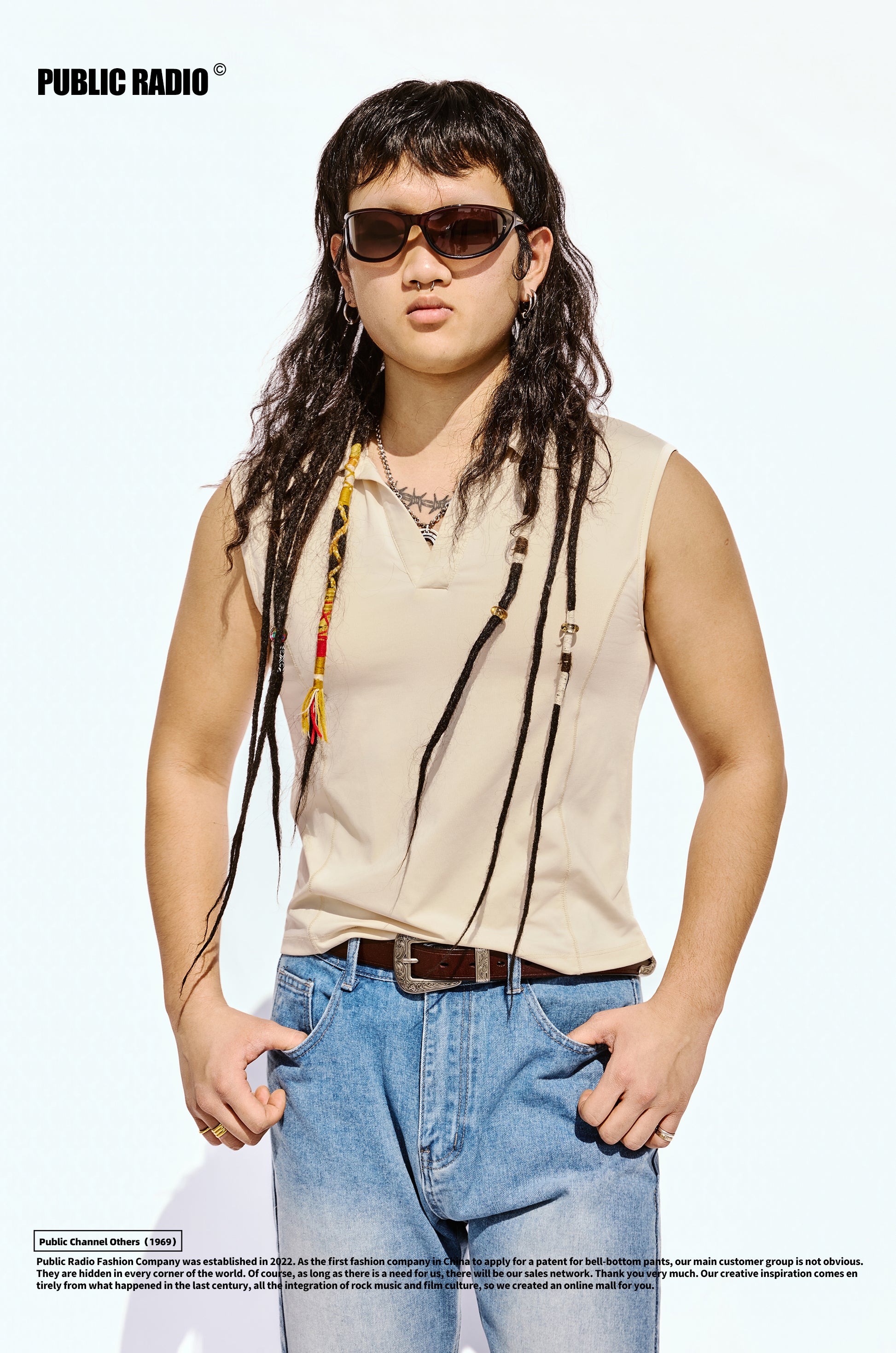 PUBLIC RADIO | 90S TOKOYMAN POLO Neck Slim Fit Vest American Vintage Vest